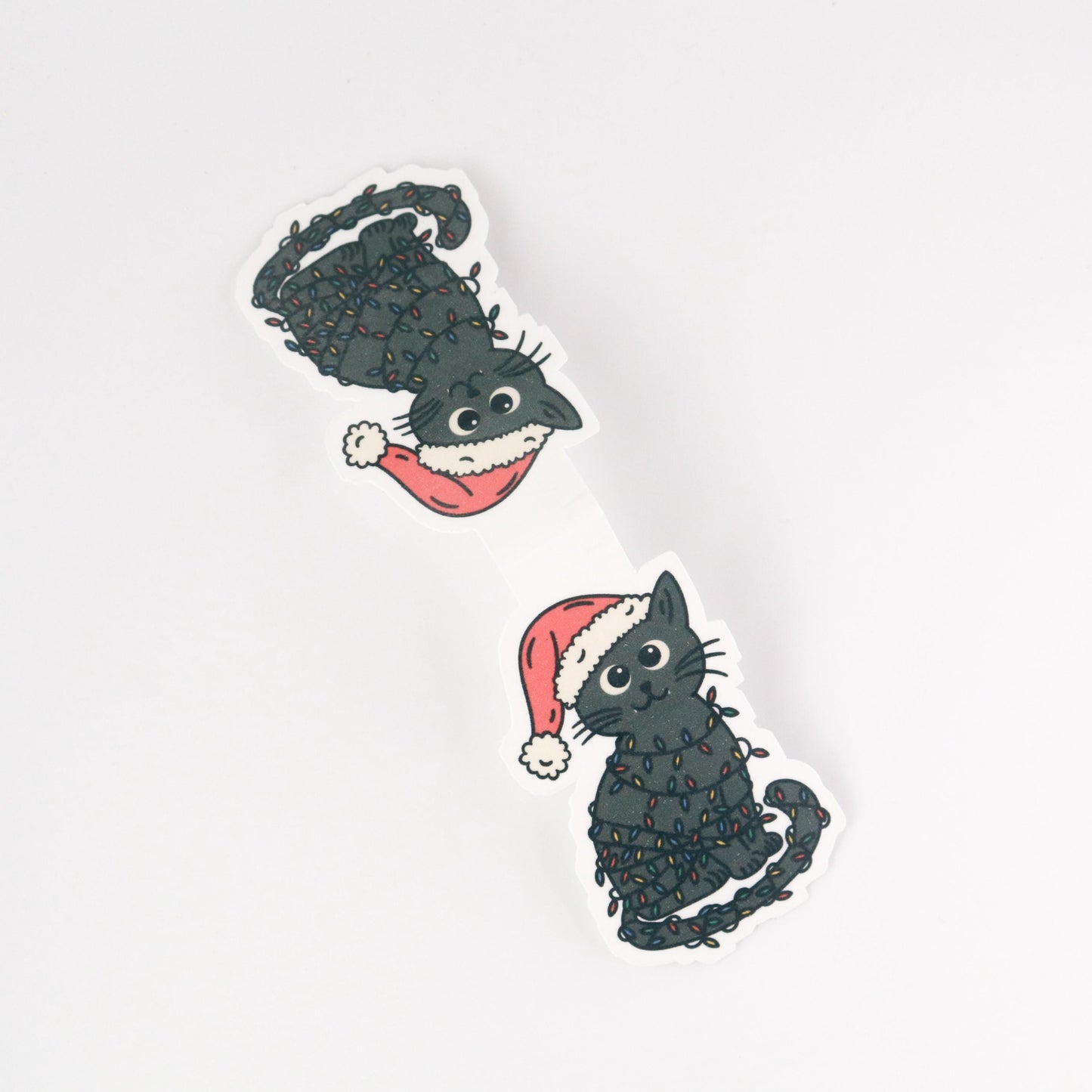 Black Cat With Santa Hat Magnetic Bookmark