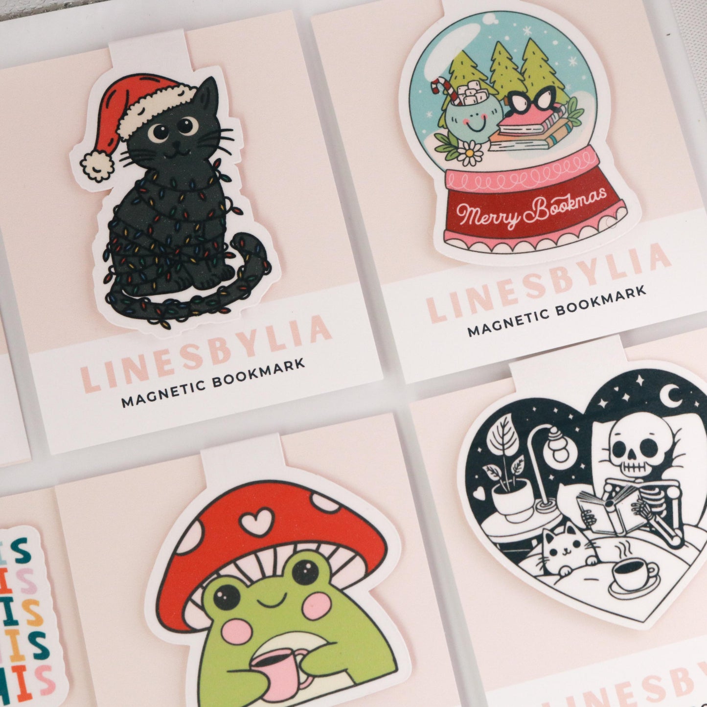 Black Cat With Santa Hat Magnetic Bookmark