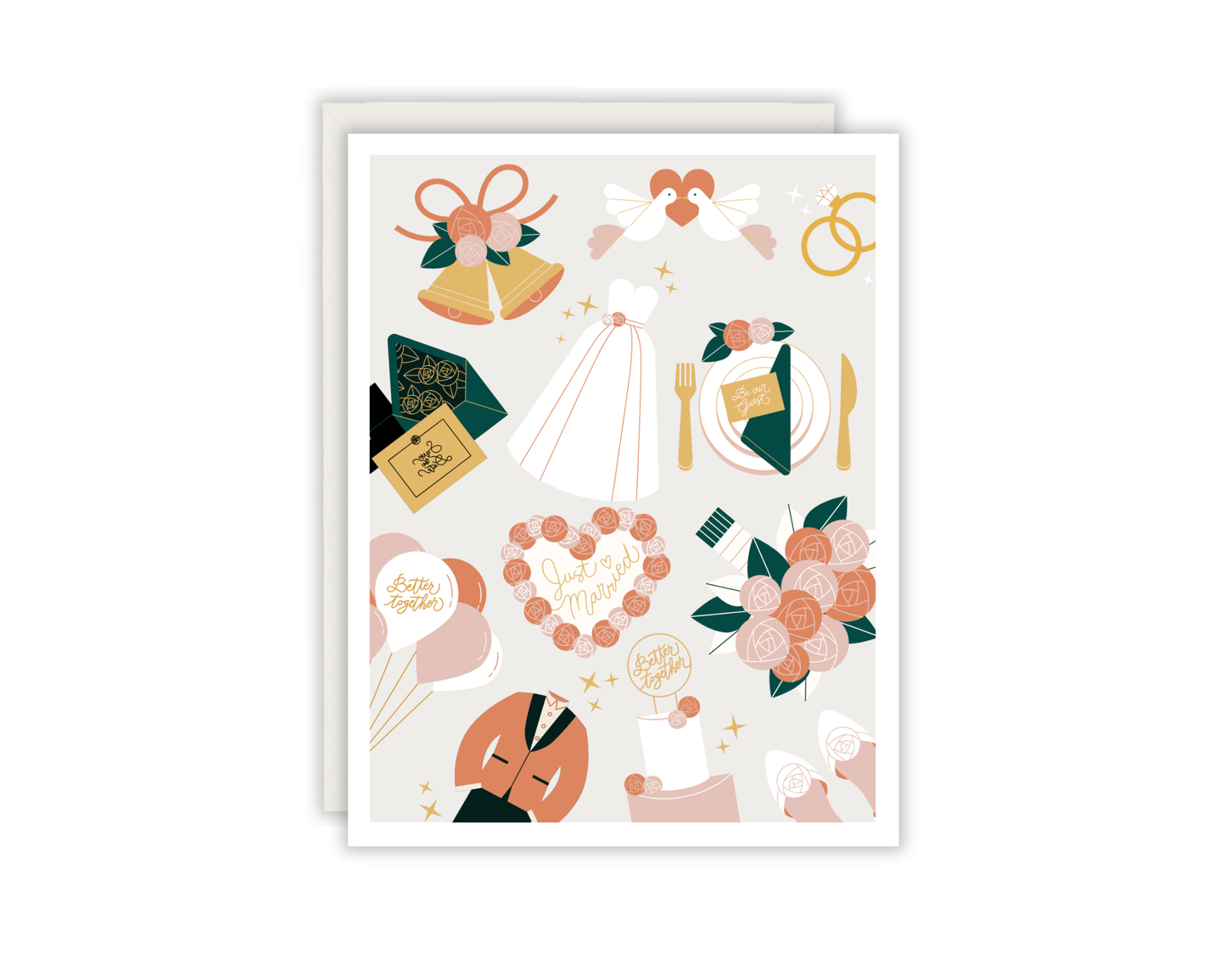 Just Married Collage Greeting Card
