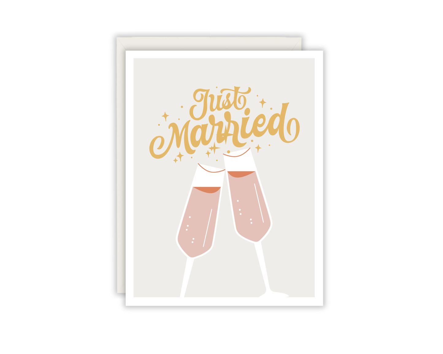 Just Married Gold Cheers Greeting Card