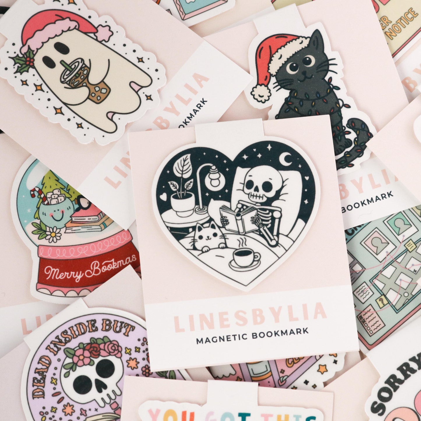 Skeleton & Cat Lover Magnetic Bookmark