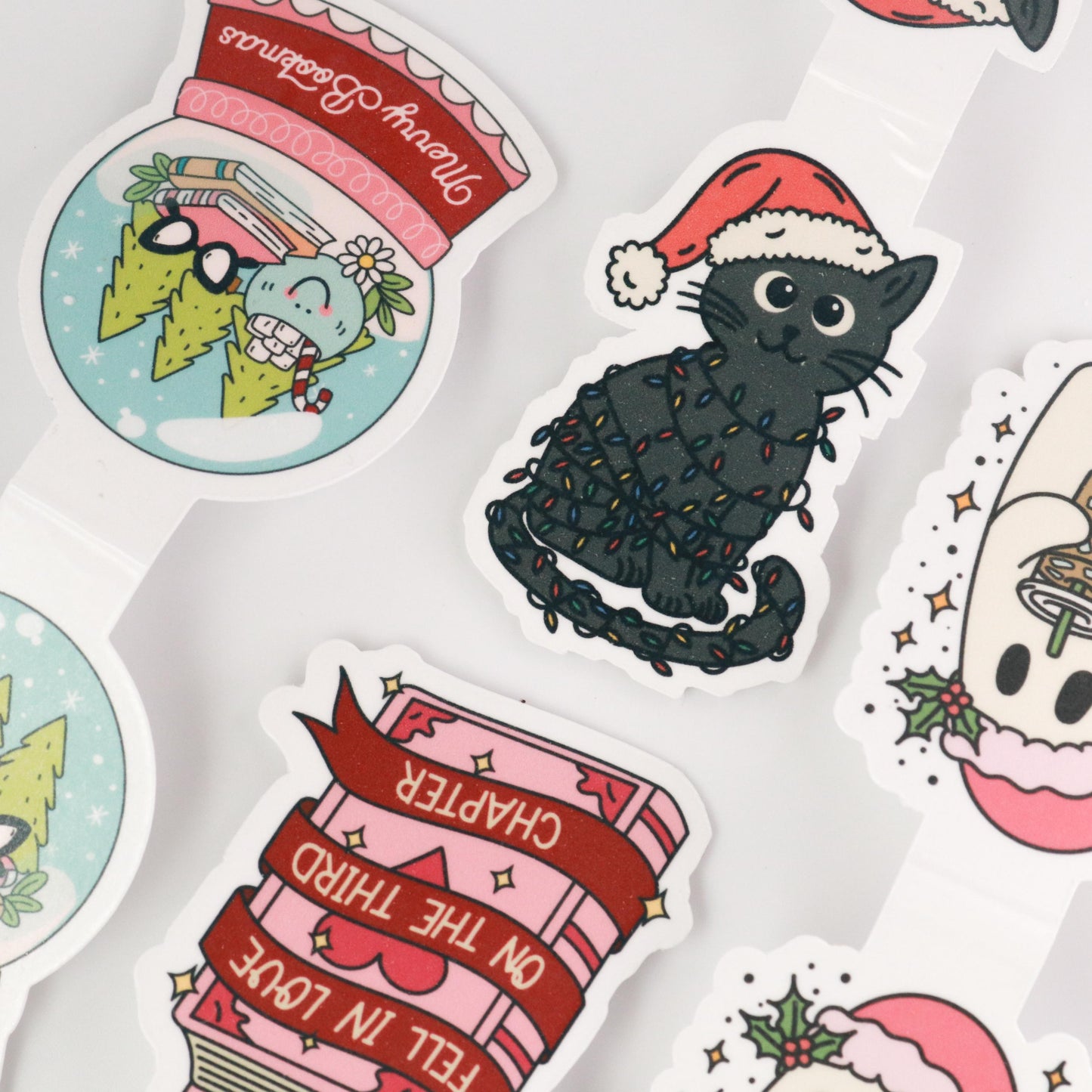 Black Cat With Santa Hat Magnetic Bookmark