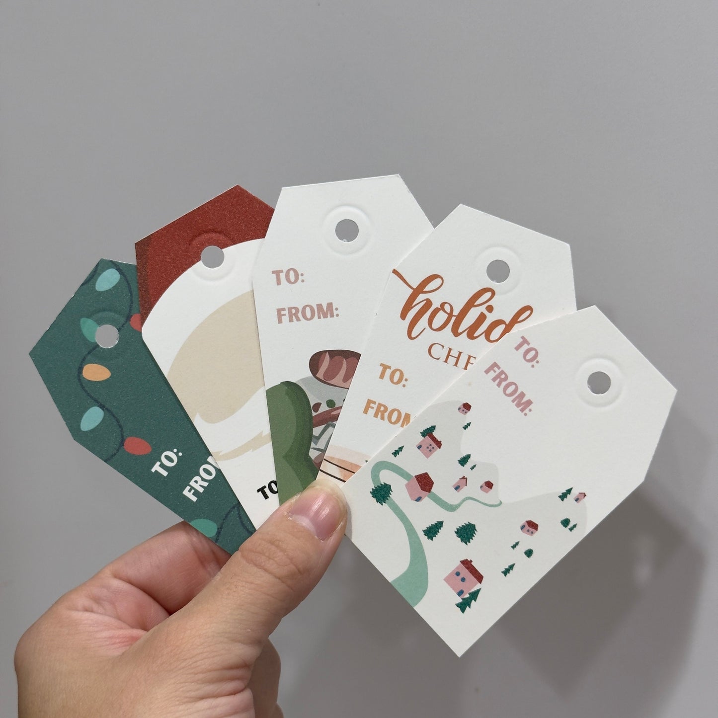 Christmas Lights Double Sided Christmas Gift Tag Set of 10