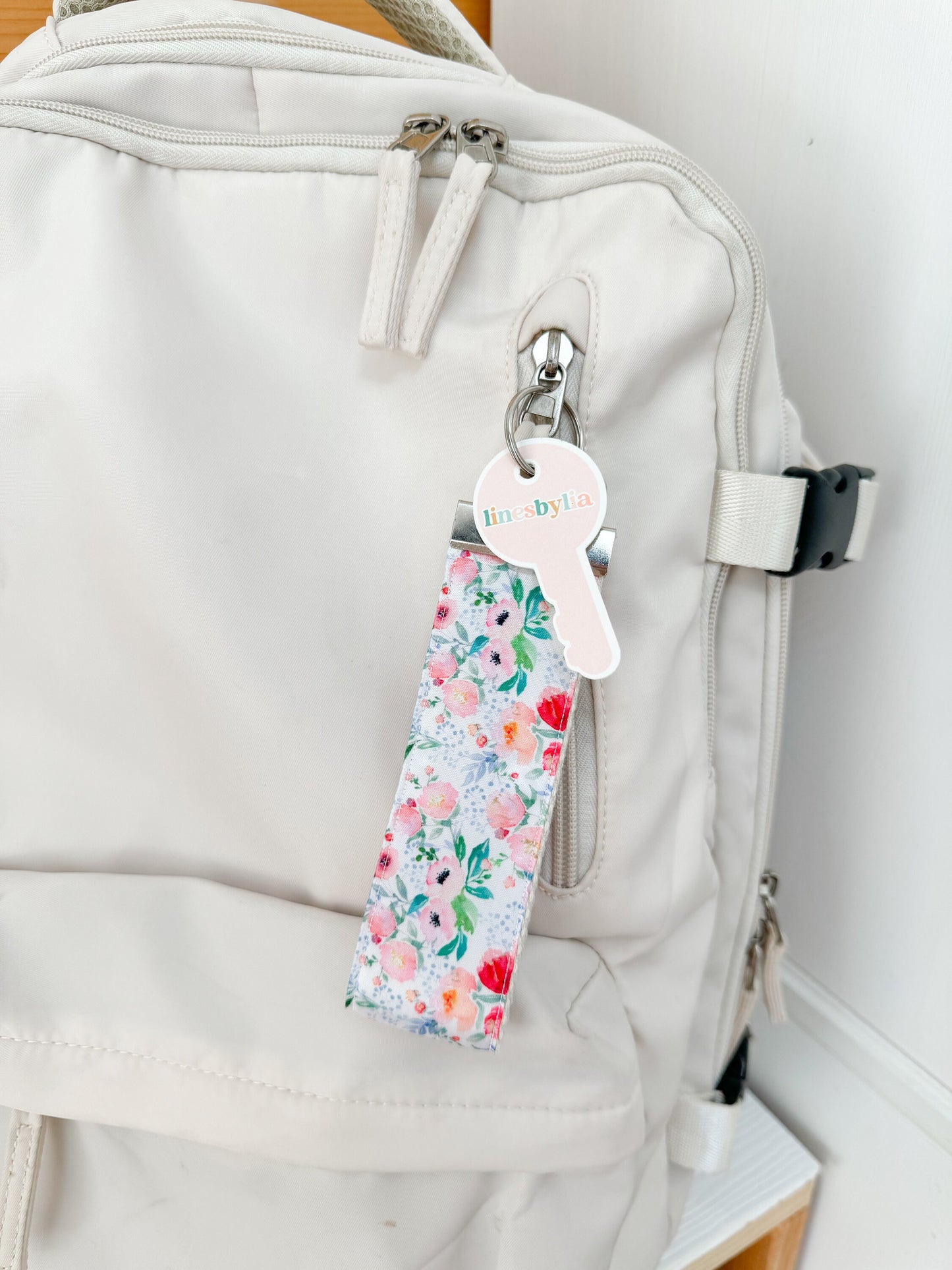 Pastel Girly Floral Wristlet Keychain