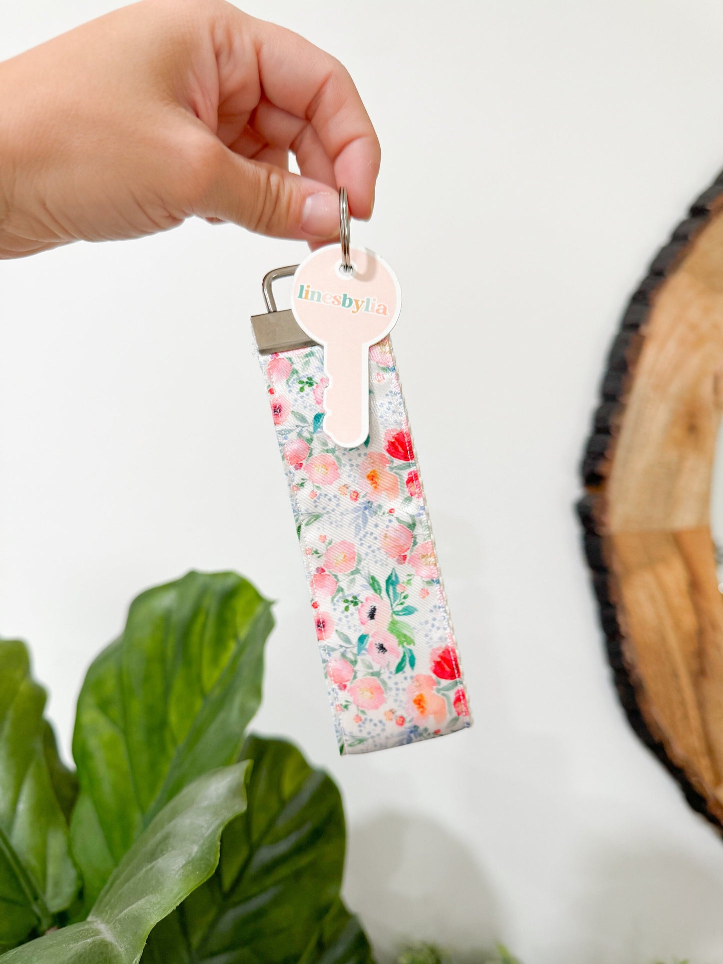 Pastel Girly Floral Wristlet Keychain