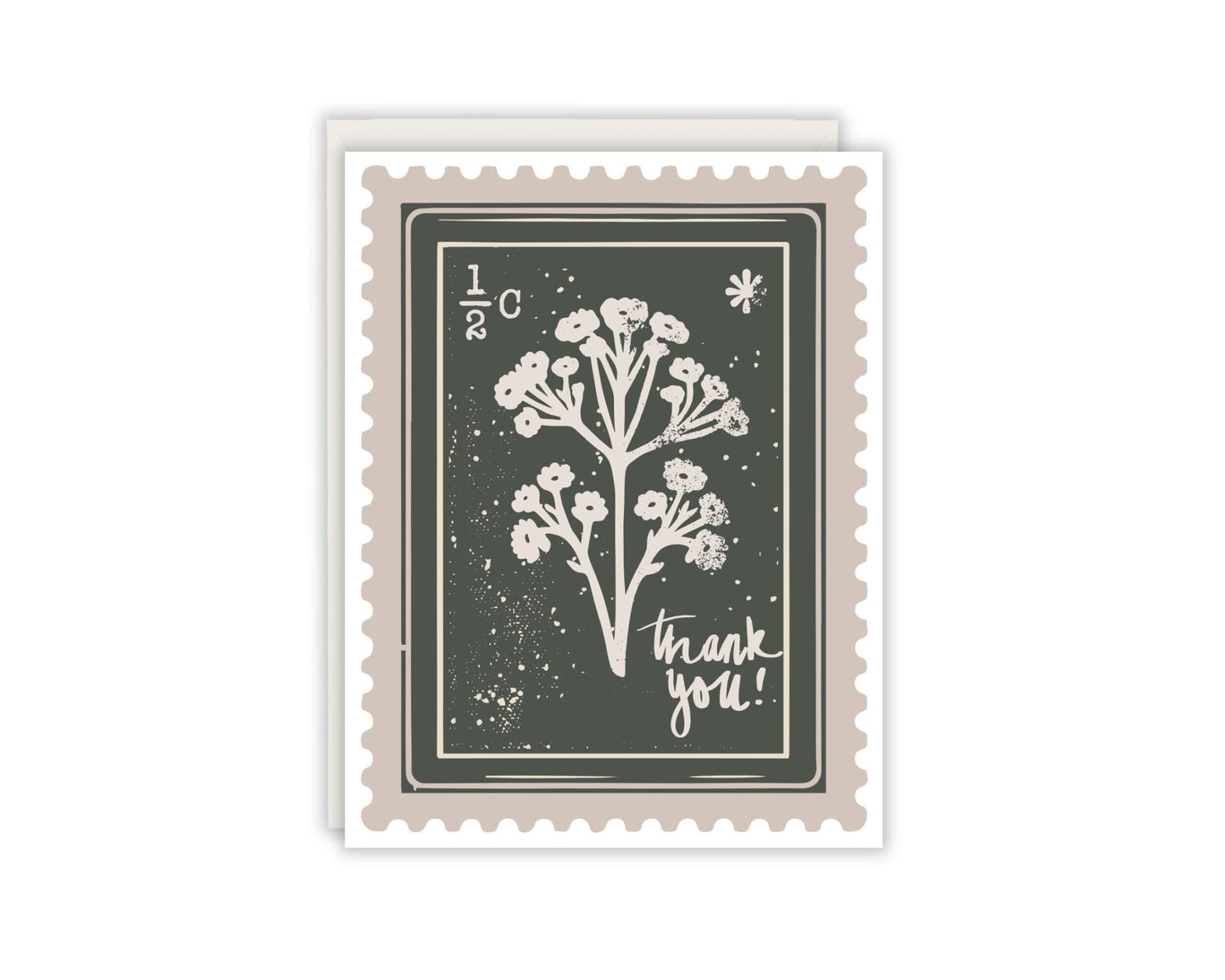 Thank you Greeting Card - Floral Stamp Card - Postage Stamp Thank You Card - Postal Worker Thank You Card