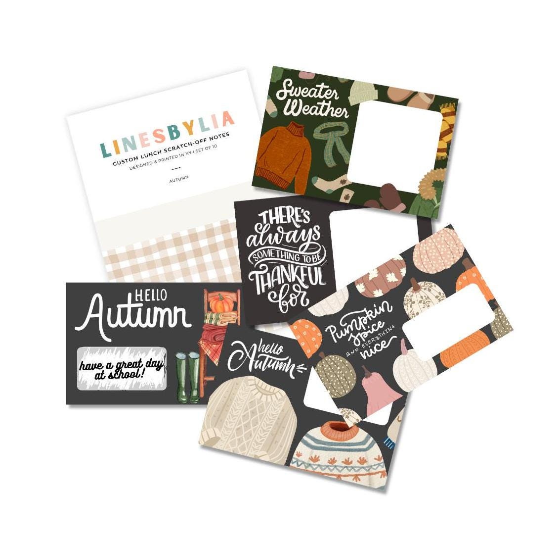 Autumn Scratch-off Lunchbox Note Cards
