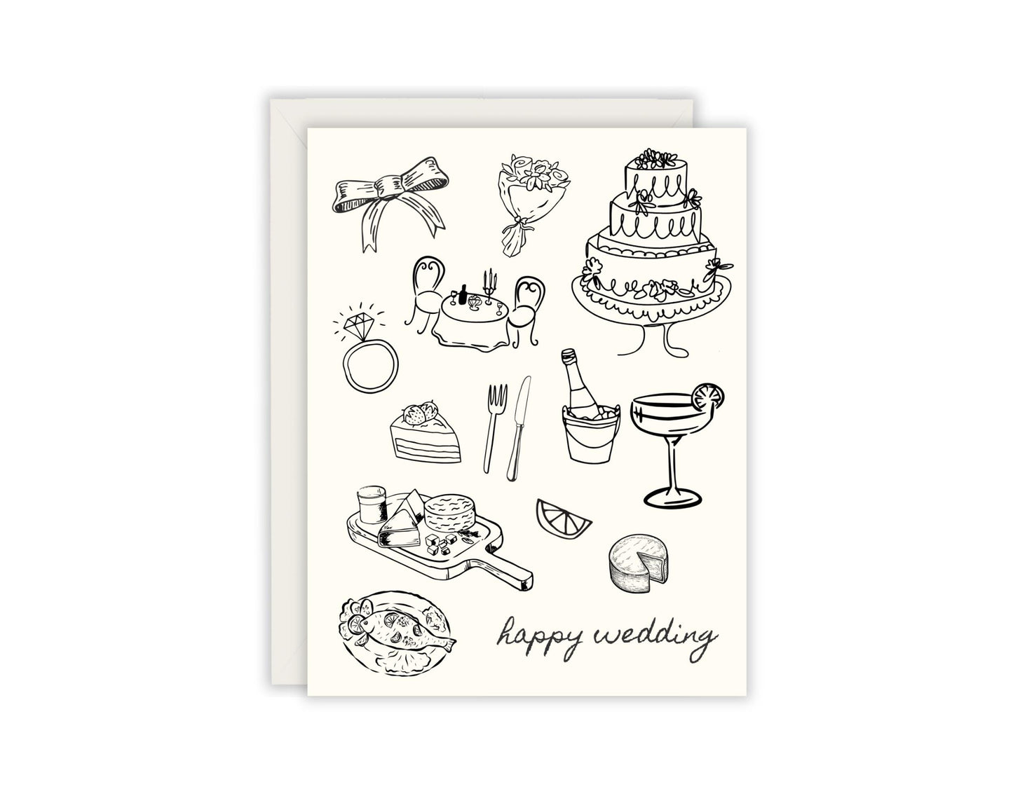 Minimalistic Happy Wedding Card - Wedding Day Card - Congratulations Card - Newly Weds - Mr and Mrs Card - Just Married - Simple Wedding