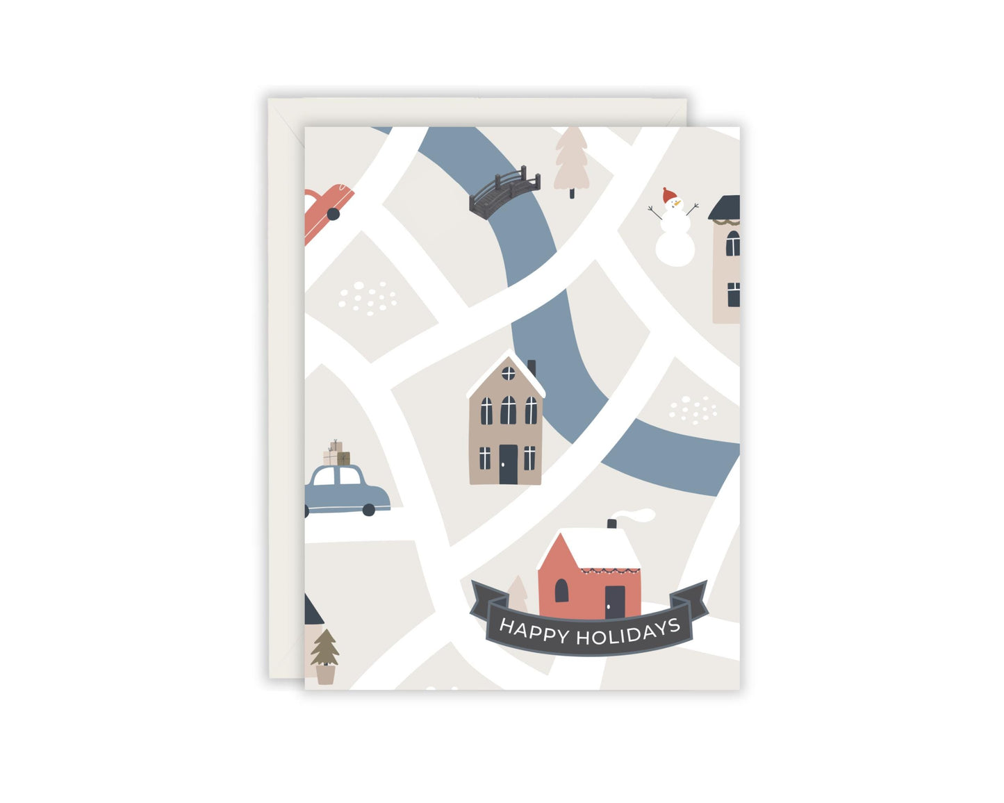 Happy Holidays From Our Town To Yours Christmas Card - Cozy Christmas Card - Long Distance Christmas Card - Christmas Town Card