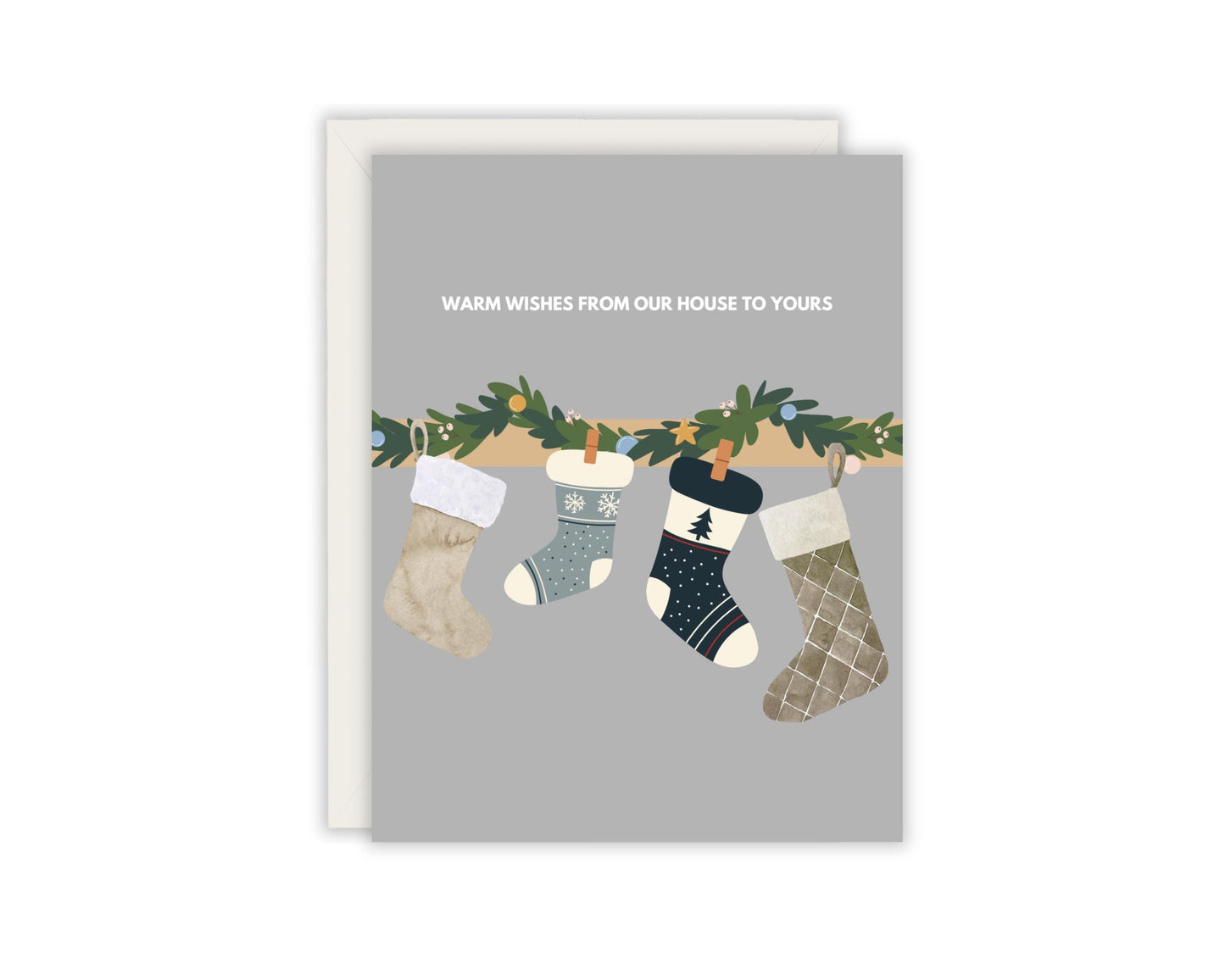 Warm Wishes From Our House To Yours Christmas Card - Cozy Christmas Card - Card For Relatives - Neighbor Christmas Card