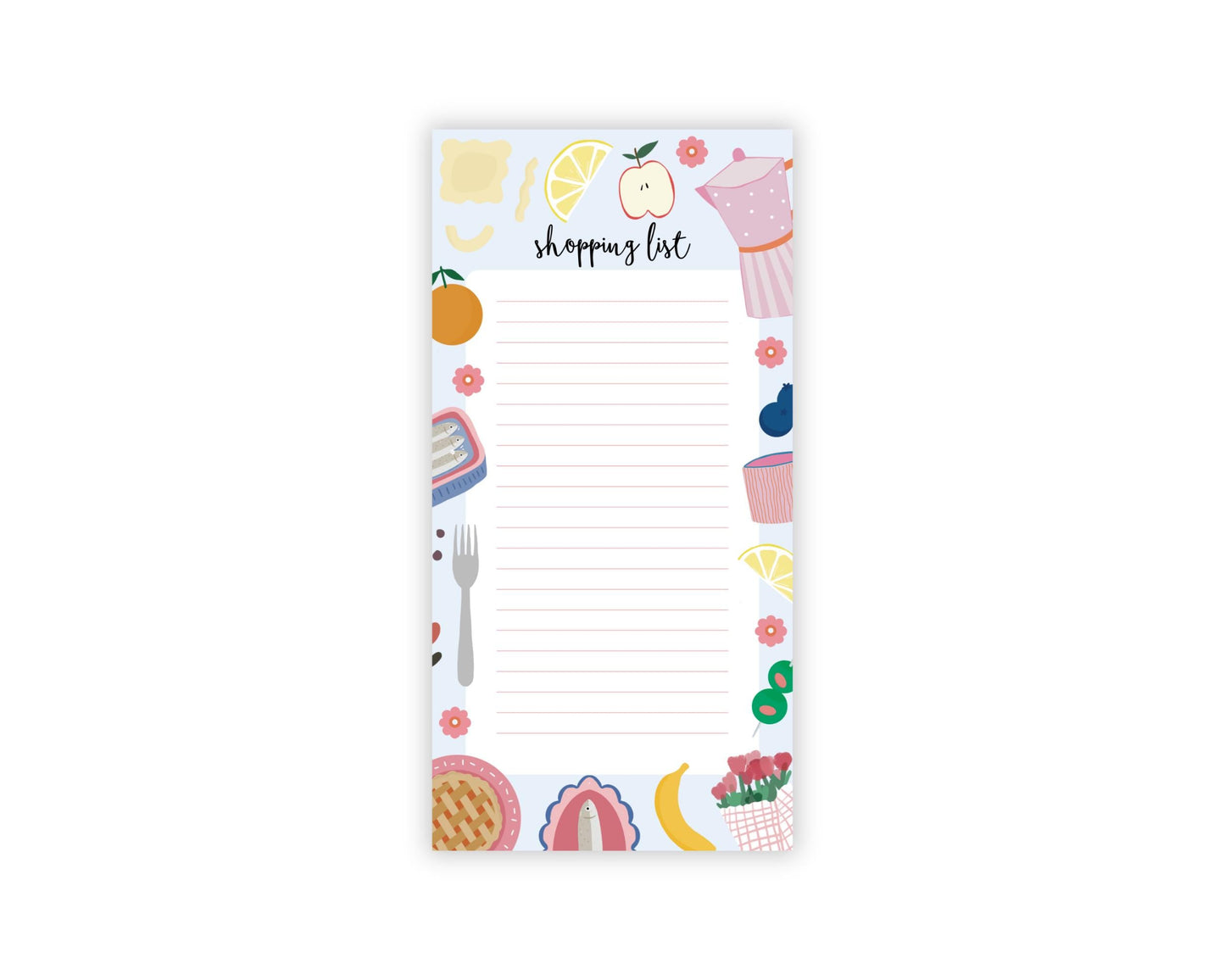 Long Food Grocery List Notepad - Cute Desk Stationery - Shopping List - Notepad for compra