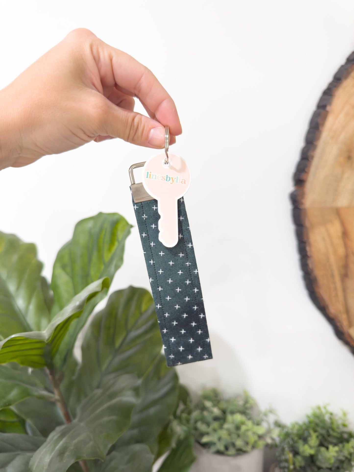 Green Cross Key Fob I Minimal Themed Wristlet I Trendy Keychain I Men's Wristlet