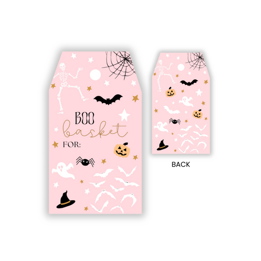Pastel Pink Boo Basket Tag | Happy Halloween Gift Tag | Spooky Season Tag | BOO Basket Gift Tag | Girl Halloween Set of 10 Double Sided