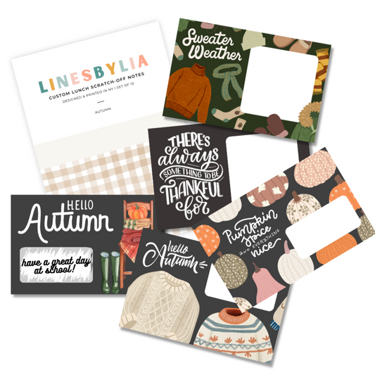 Autumn Scratch-off Lunchbox Note Cards