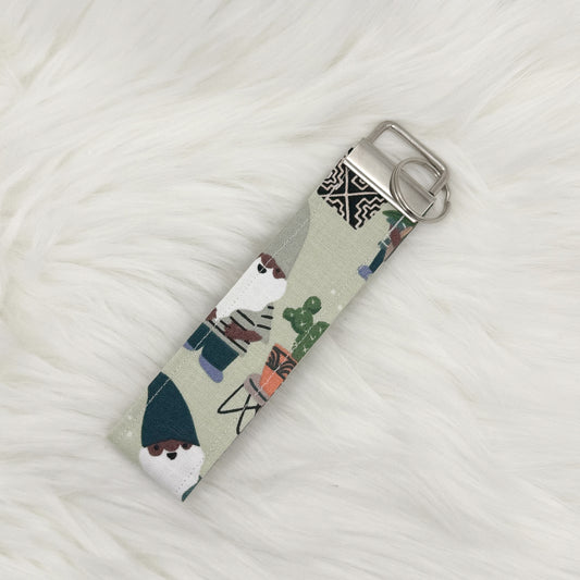Gnome & Plants Wristlet Keychain