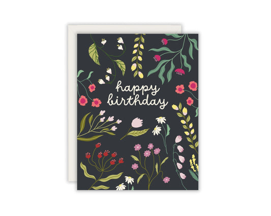 Floral Happy Birthday Card - Flower Birthday Card