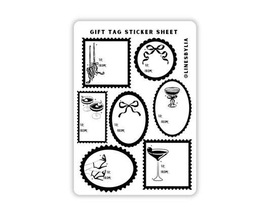 Black & White Gift Tag Sticker Sheet