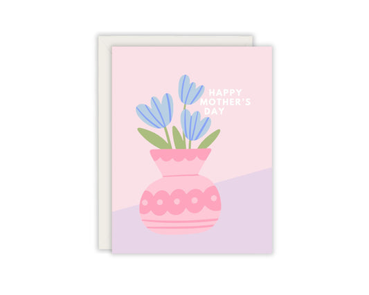 Happy Mothers Day Greeting Card - Mothers Day Card - Blank Greeting Card - Floral Vase Greeting Card - Cute Mothers Day Greeting Card