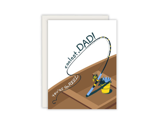 You're The Reel Coolest Dad - Fishing Father's Day Card - Fisher Card - Father's Day Gift for Fisher - Card for Fisher - Blank Father's Day