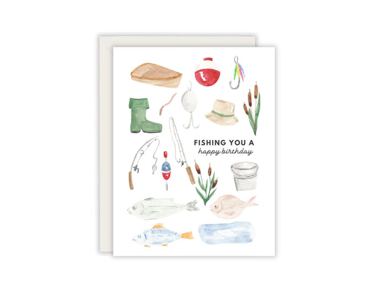 Fishing You A Happy Birthday Card - Fishing Birthday Card - Fisher Card - Birthday Card for Fisher - Fishing Lover