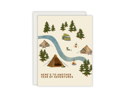 Here's To Another Year Of Adventures Card - Camping Anniversary Card - Camping Birthday Card - Adventure Couple Card