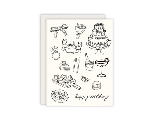 Minimalistic Happy Wedding Card - Wedding Day Card - Congratulations Card - Newly Weds - Mr and Mrs Card - Just Married - Simple Wedding
