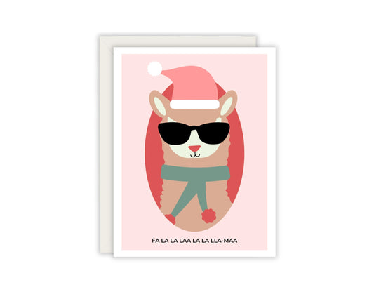Fa La La La Laa La La LLA-MA Christmas Card - Llama Lover Christmas Card - Animal Holiday Card – Cool Kid Christmas - Funny Christmas Card