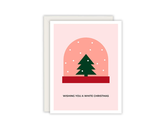 Wishing You A White Christmas Holiday Card - Snow Lover Christmas Card - Snow Globe Christmas Card - Simple Holiday Card