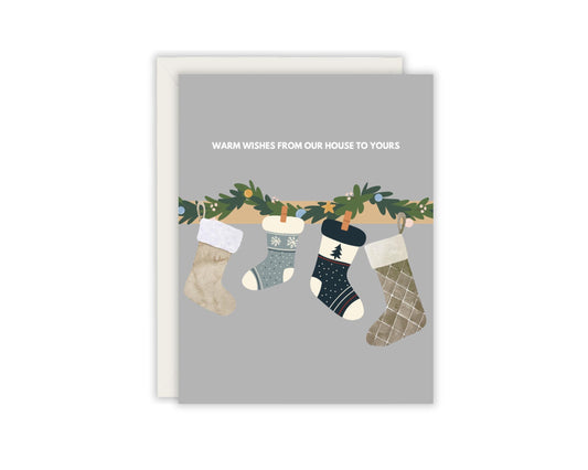 Warm Wishes From Our House To Yours Christmas Card - Cozy Christmas Card - Card For Relatives - Neighbor Christmas Card