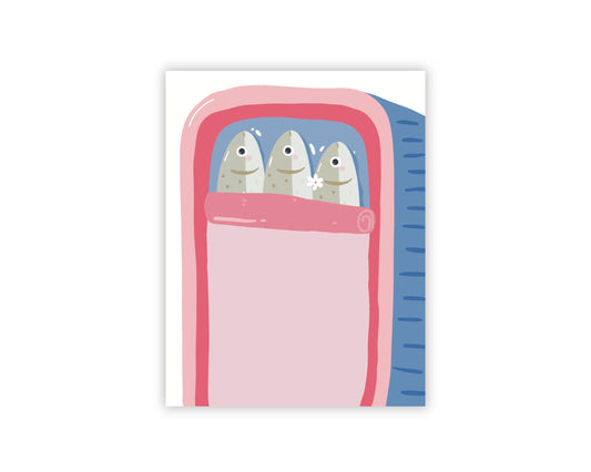 Canned Sardines Notepad - Cute Desk Stationery - Funny Notepad - Fish Lover Notepad